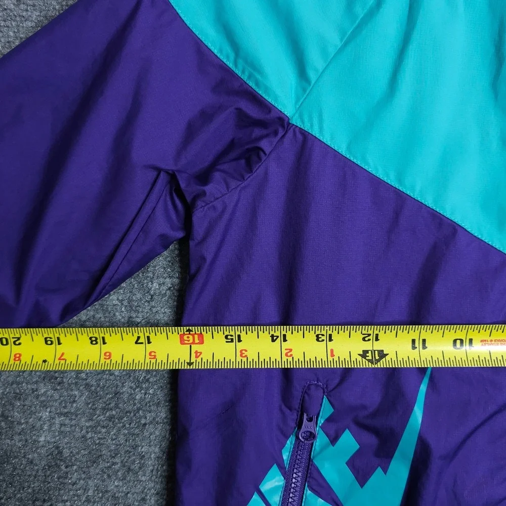 Nike Windrunner Jacket Youth Size Small Teal Purple Big Logo Hooded Windbreaker